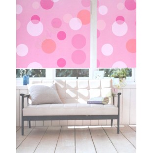 Pink white geometric pattern poly blackout roller blind   109389